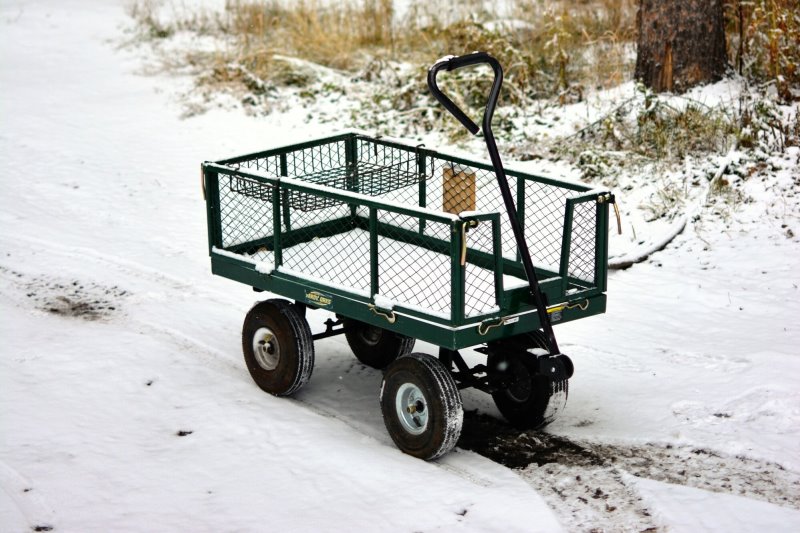 Bollerwagen im Schnee