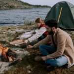 Camping mit Windschutz